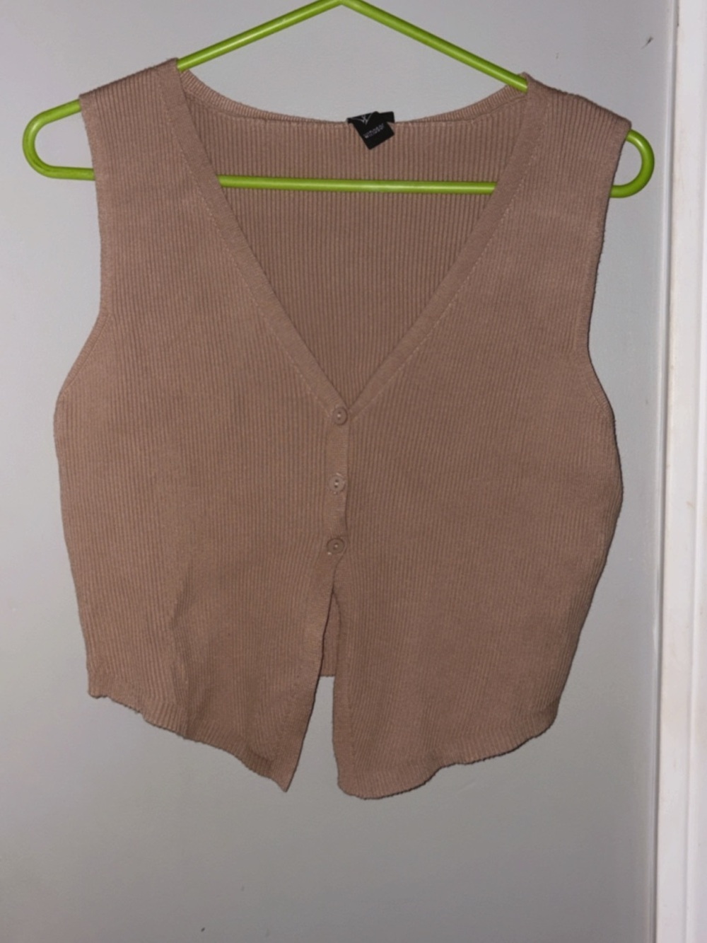 wild fable Ribbed V-Neck Button Front Tank in Tan